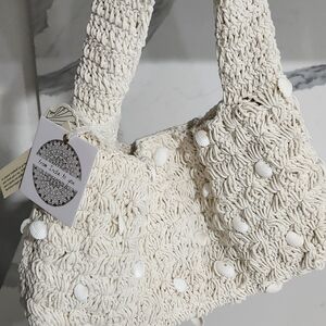 Elegant Cream Crochet Women's Bag